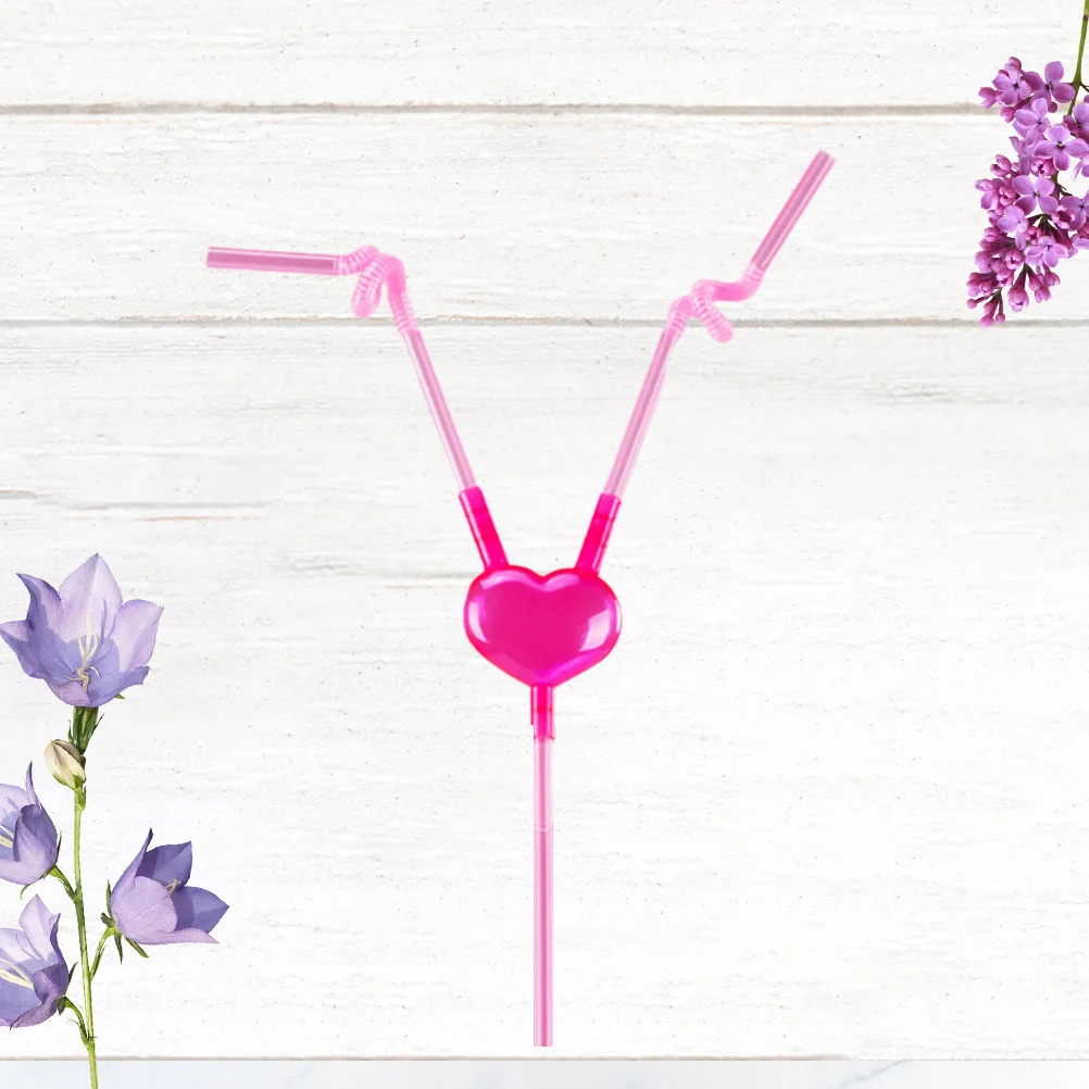 

6pcs Love Couple Straws Creative Double Tableware For Beach Halloween Cosplay Drink Supplies Bulk Pipette Set