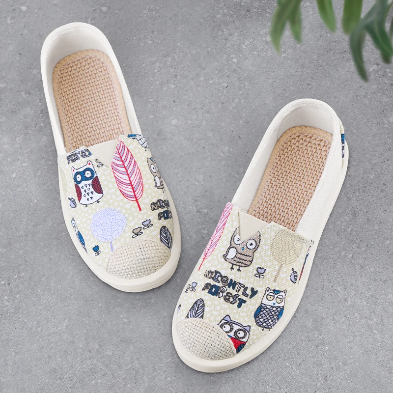 Round Toe Espadrille Shoes Casual Female Sneakers Dress Flats Women Slip-on New Slip On Breathable Summer Leisure Canvas Slip-On