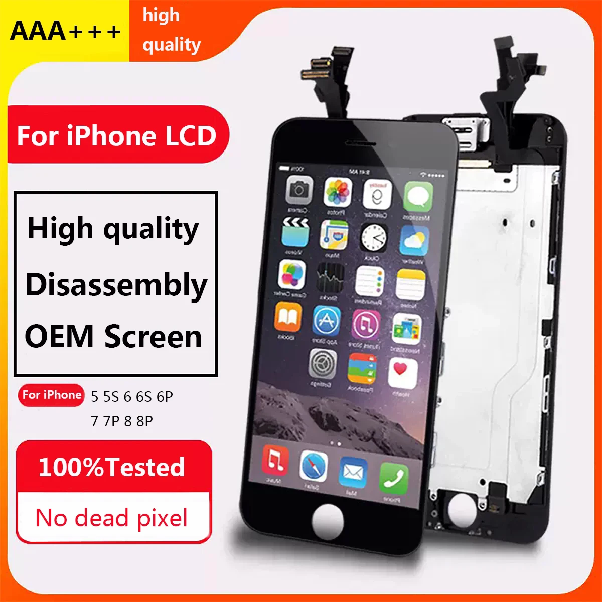 In Stock Disassembly OEM LCD For iPhone 5 5S 6 6S 7 8 Plus Display Screen Touch Screen Replacement Screen Assembly 100%Tested