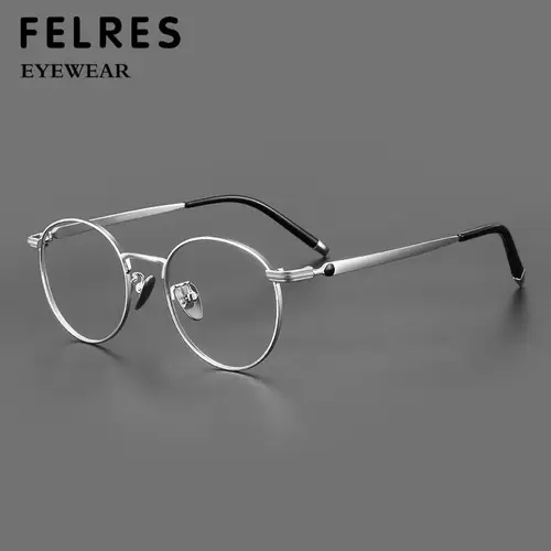 Imagen 2 del producto Gafas de lectura redondas de titanio puro para hombres y mujeres, gafas graduadas para presbicia de enfoque único a la moda, antiluz azul