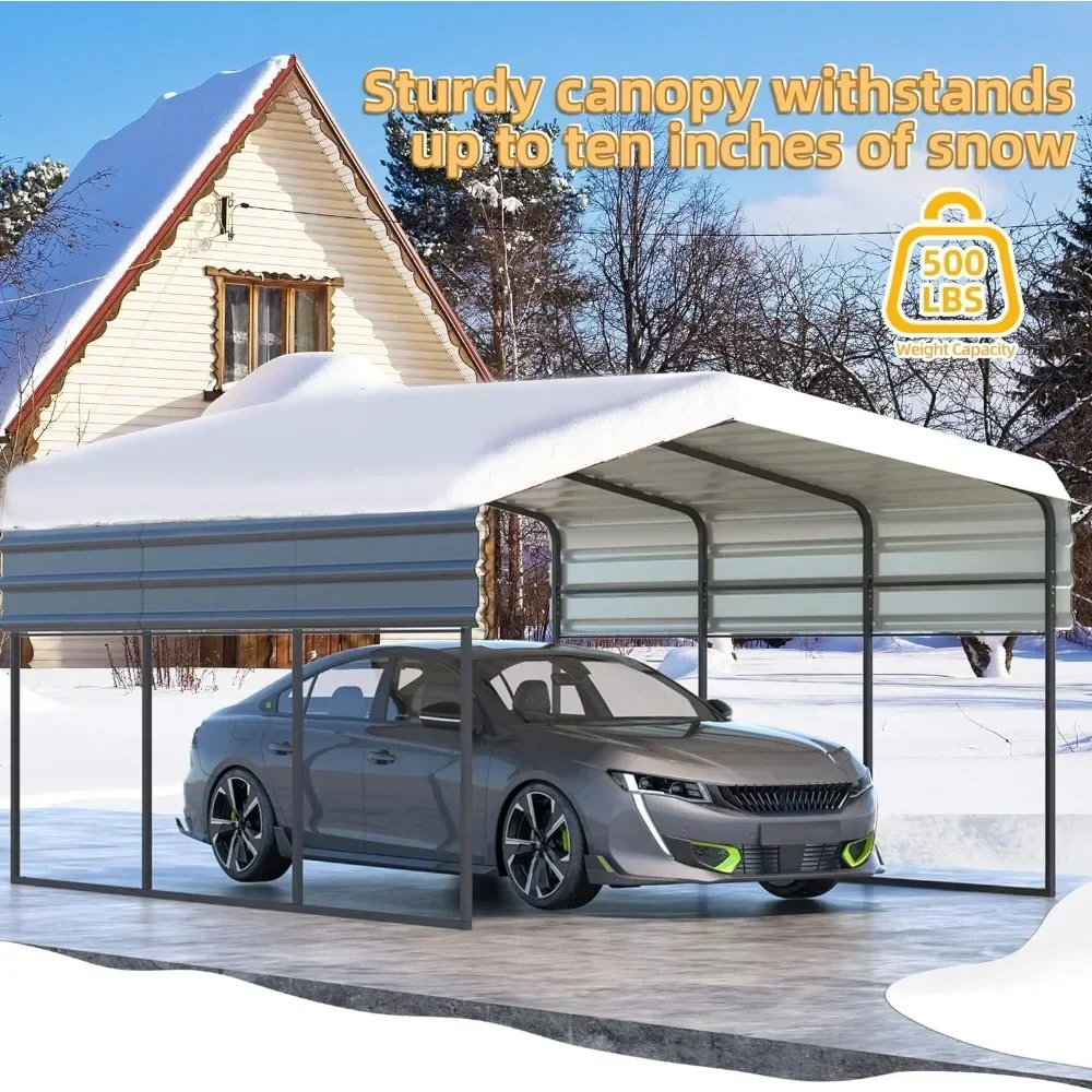 

# Metal Carport 10'x15' Heavy Duty With Galvanized Steel Roof - 10'x15'x8.4' Multi-Use Shelter Canopy With Metal Frame #