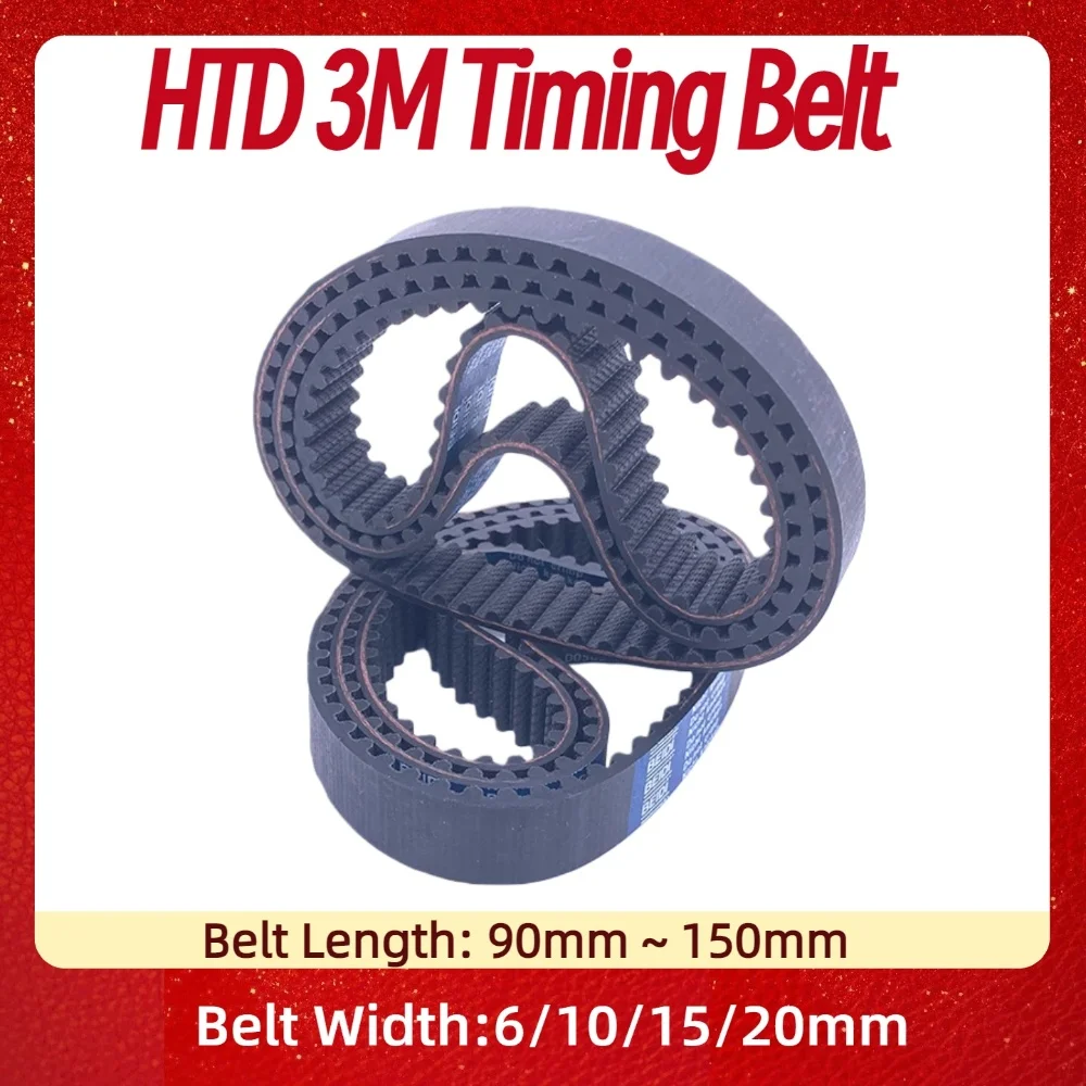 

HTD 3M Timing Belt Length 90 99 105 108 111 120 123 126 129 132 135 138 141 144 147 150mm Belt Width 6~20mm 3M Closed Loop Belt