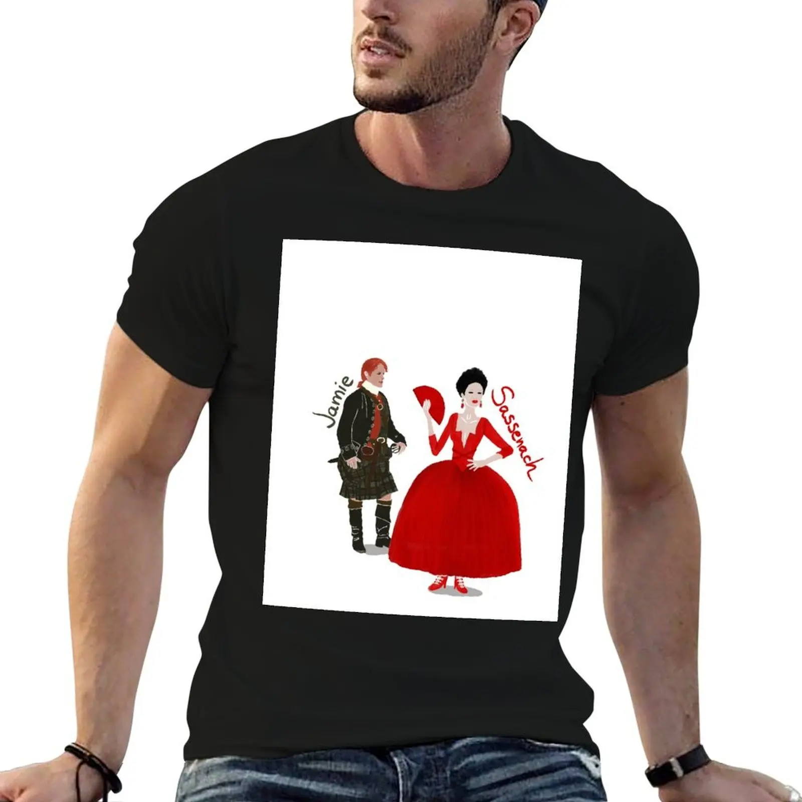 Sassenach and Jamie Fraser, Outlander T-Shirt boys animal print plus size clothes t shirts for men cotton