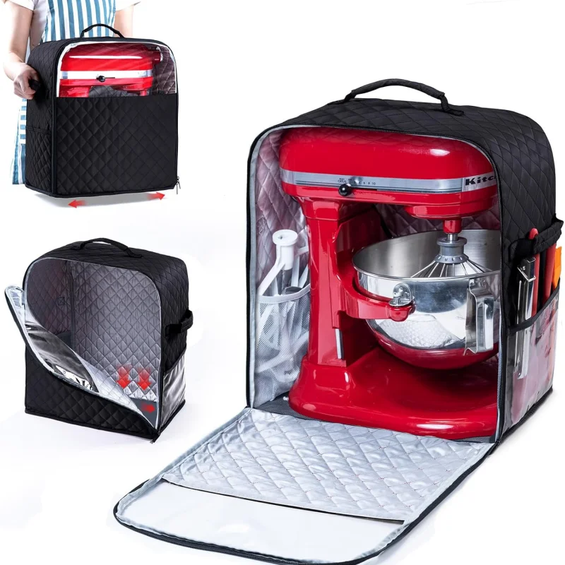 Stand Mixer Cover with Appliance Sliders Base Suit For 6/7/8 Quart KitchenAid Mixers with Pockets for Accessories & Attachments