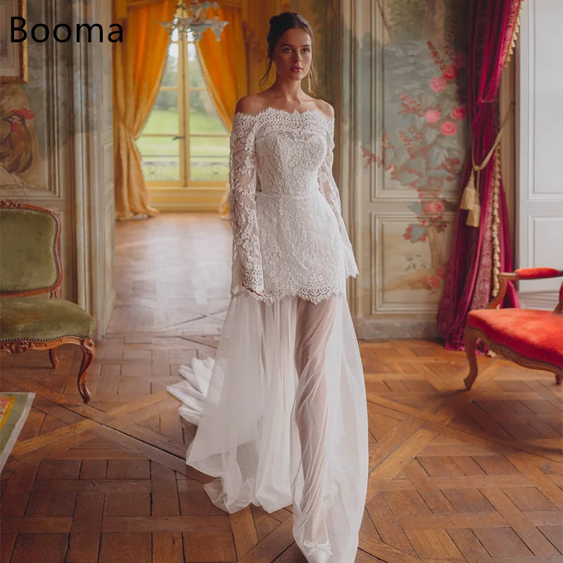 

Booma Mermaid Off The Shoulder Elegant Lace Long Wedding Dresses Lace Appliques Tulle Brides Gown Custom Made 2025