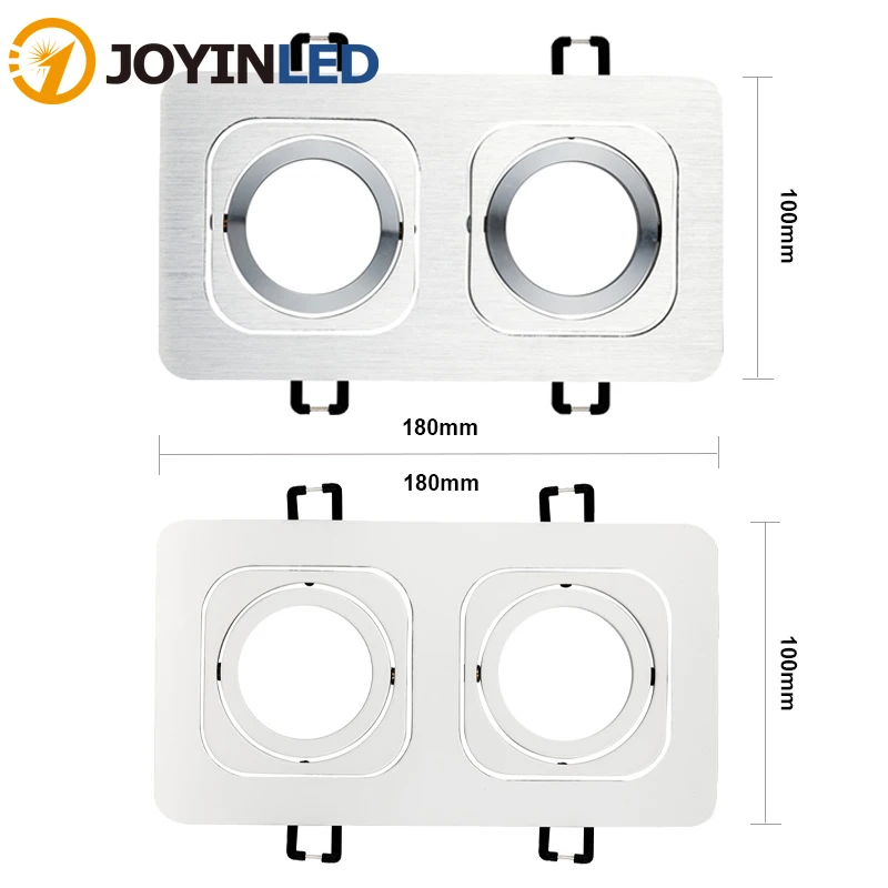 

Single Double Head Aluminium Ceiling Light Mounting Frame Square White Silver GU10 MR16 Recessed Ceiling Fixed Downlight Fitting