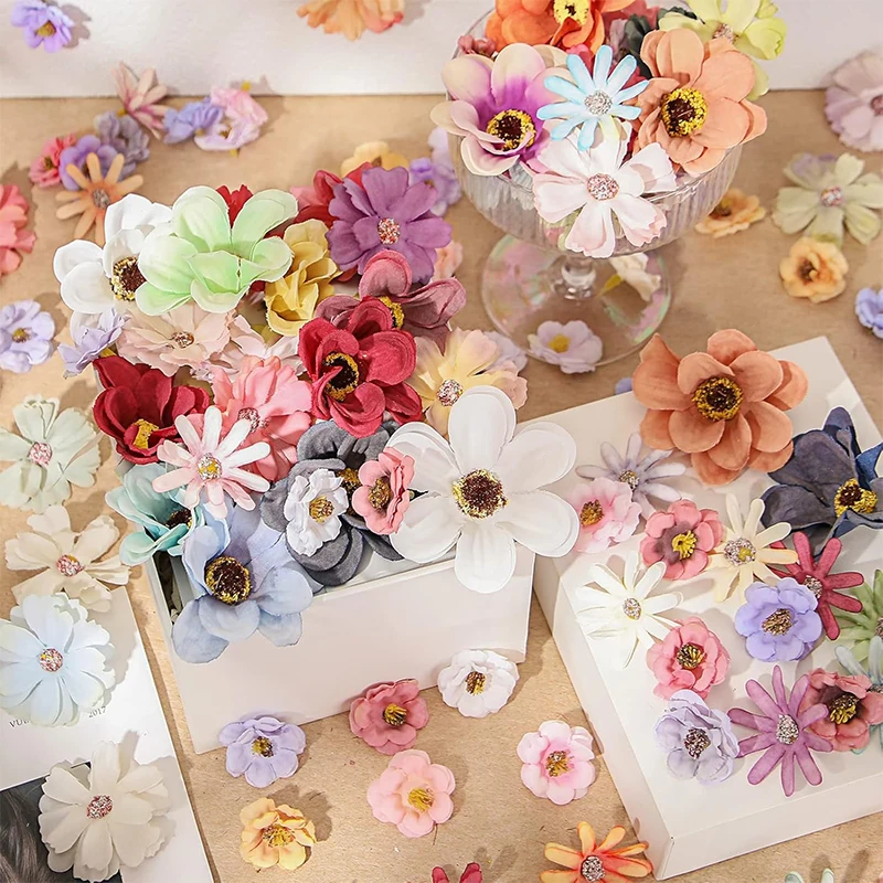 

50Pcs Mini Mix Artificial Rose Flowers Heads Silk Fake Flowers for Home Dceor Wedding Decoration Craft Wreath Gifts Accessories