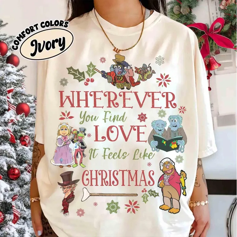 

Retro Disney Doll Christmas Carol Group Shirt Four Seasons Neutral Pure Cotton Casual Fashion T-shirt