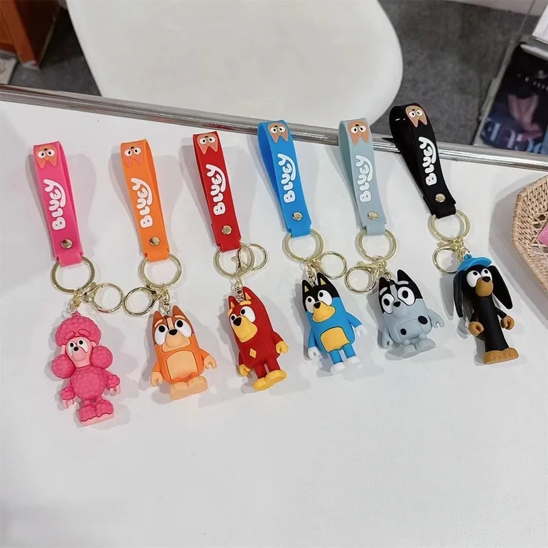 New Anime Cartoon Pvc Bluey Family Doll Creative Car Chain Keychain Bag Pendant Exquisite Children Backpack Pendant Couple Gifts