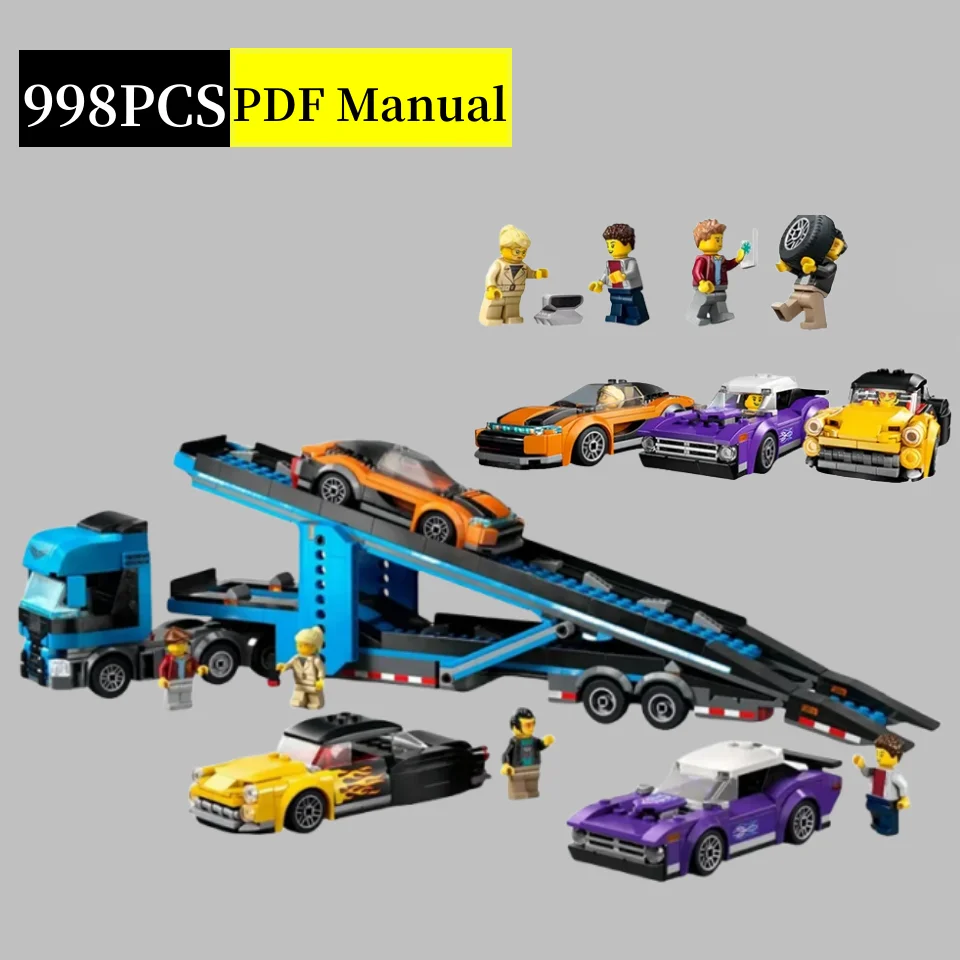 

998 шт. MOC City Series спортивный автомобиль транспортный автомобиль 60408 креативный автомобиль строительный блок игрушечный набор для детей DIY подарок на день рождения