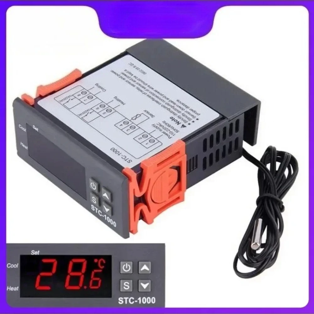 Controlador de temperatura STC-1000 LED Digital calefacción refrigeración termostato centígrados 2 relés de salida con sonda de Sensor NTC 12v 24v