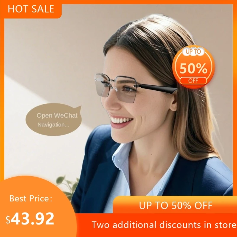 Touch Smart Bluetooth Earphones Audio Glasses Titanium Metal Frame For Driving Calling Music Commuting Wearable AI DropShipping