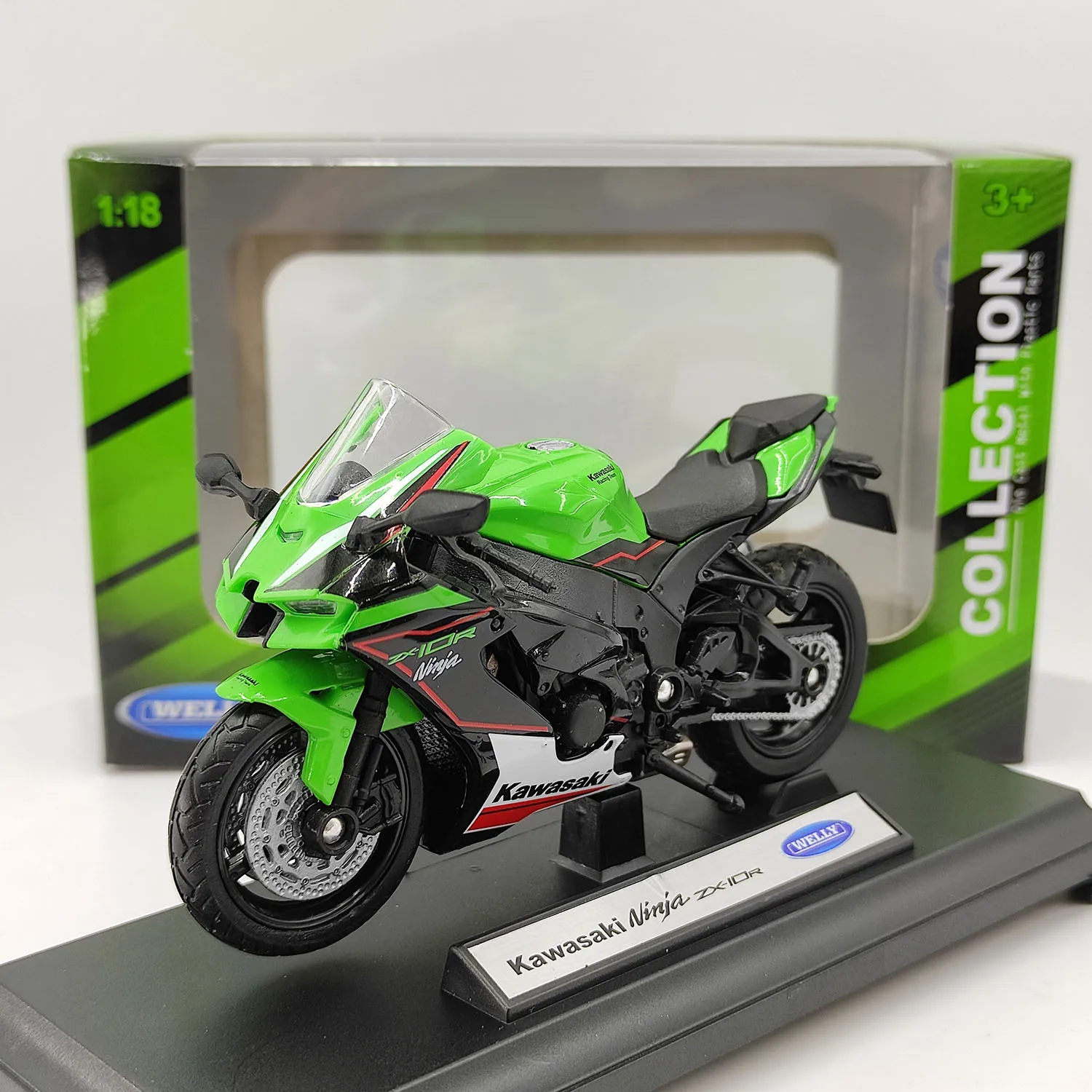

Diecast WELLY 1/18 Scale Kawasaki Ninja ZX-10R Alloy Motorcycle Model Collectible Toy Gift Souvenir Display Ornament