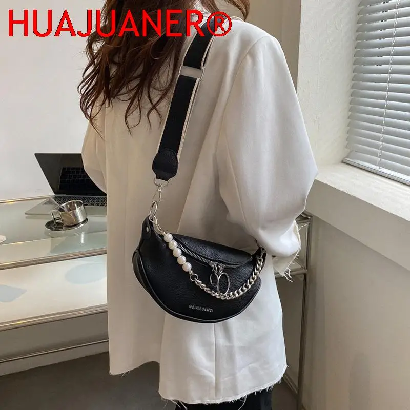 

Fashion Pearl Chain Crossbody Bags For Women Textured Pu Leather Shoulder Bag Casual Brand Handbags Cross Body