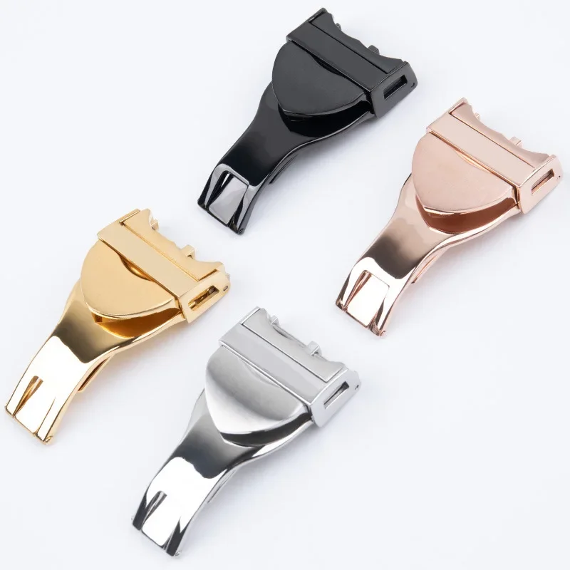 

316L Stainless Steel 18mm Deployant Clasp Watch Buckle For Tudor Strap Leather Rubber Band Replacement Silver Fold Buckle