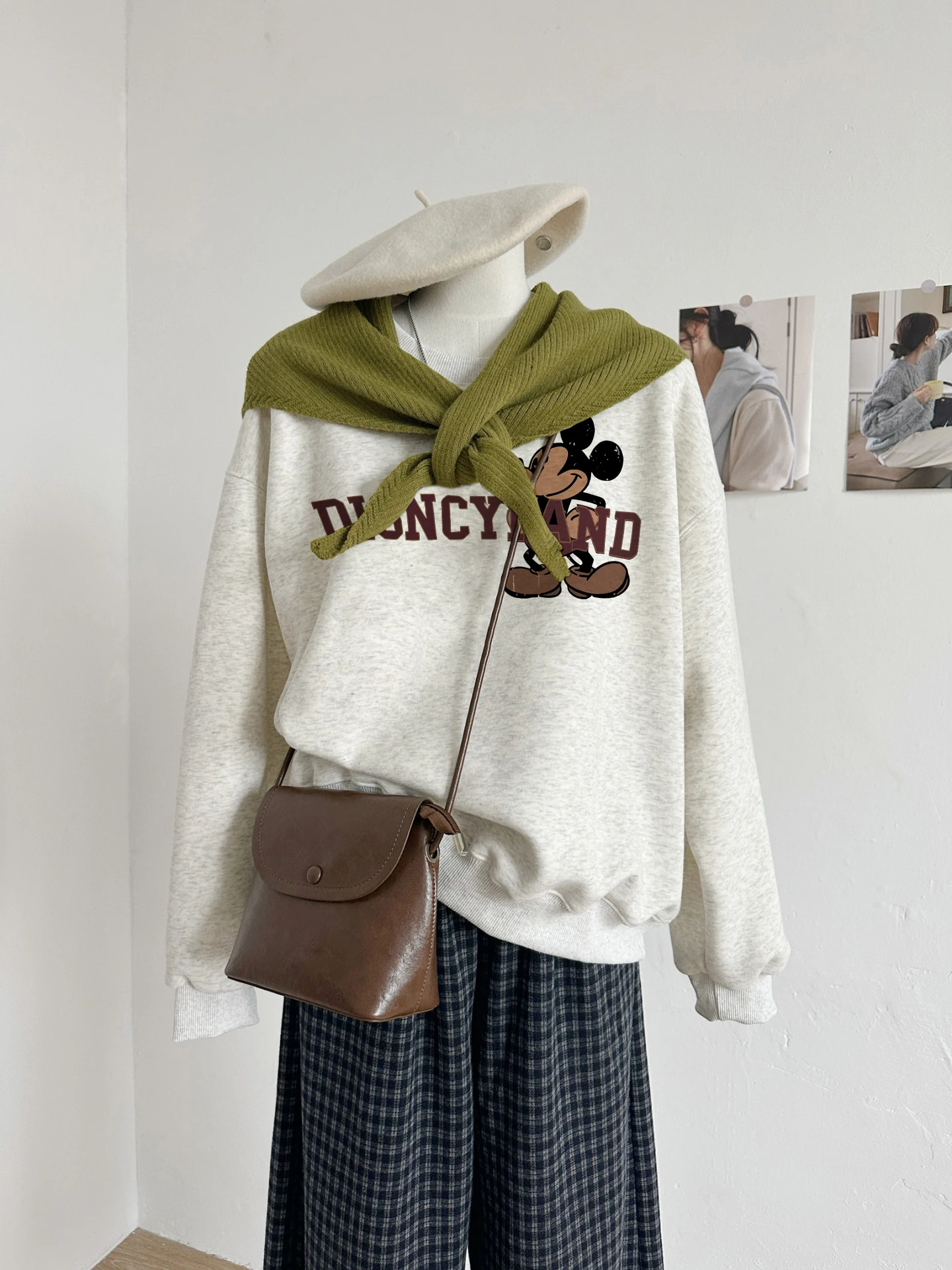 

Американский ретро-свитшот оверсайз с принтом, повседневный, женский, весенне-осенний, универсальный, модный, стройнящий топ