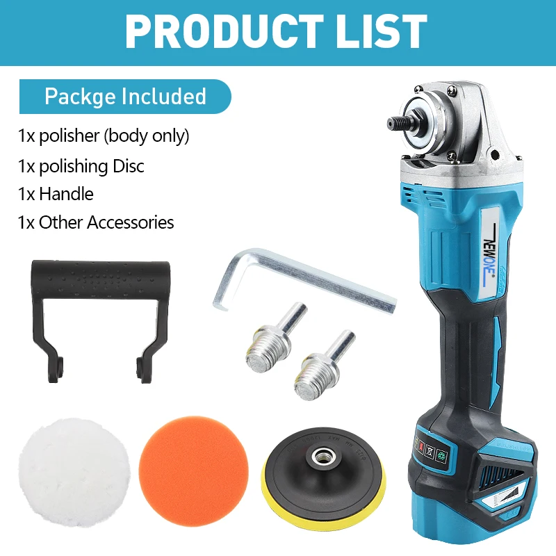 6 Speeds Adjustment Cordless Brushless Polisher M14 125mm Car Waxing Electric Polishing Machine For 18V Makita Battery