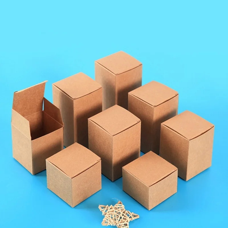 50pcs DIY Kraft Paper Cardboard Packaging Box for Essential Oil Packing Boxes Perfume Bottle Packaging Paper Box