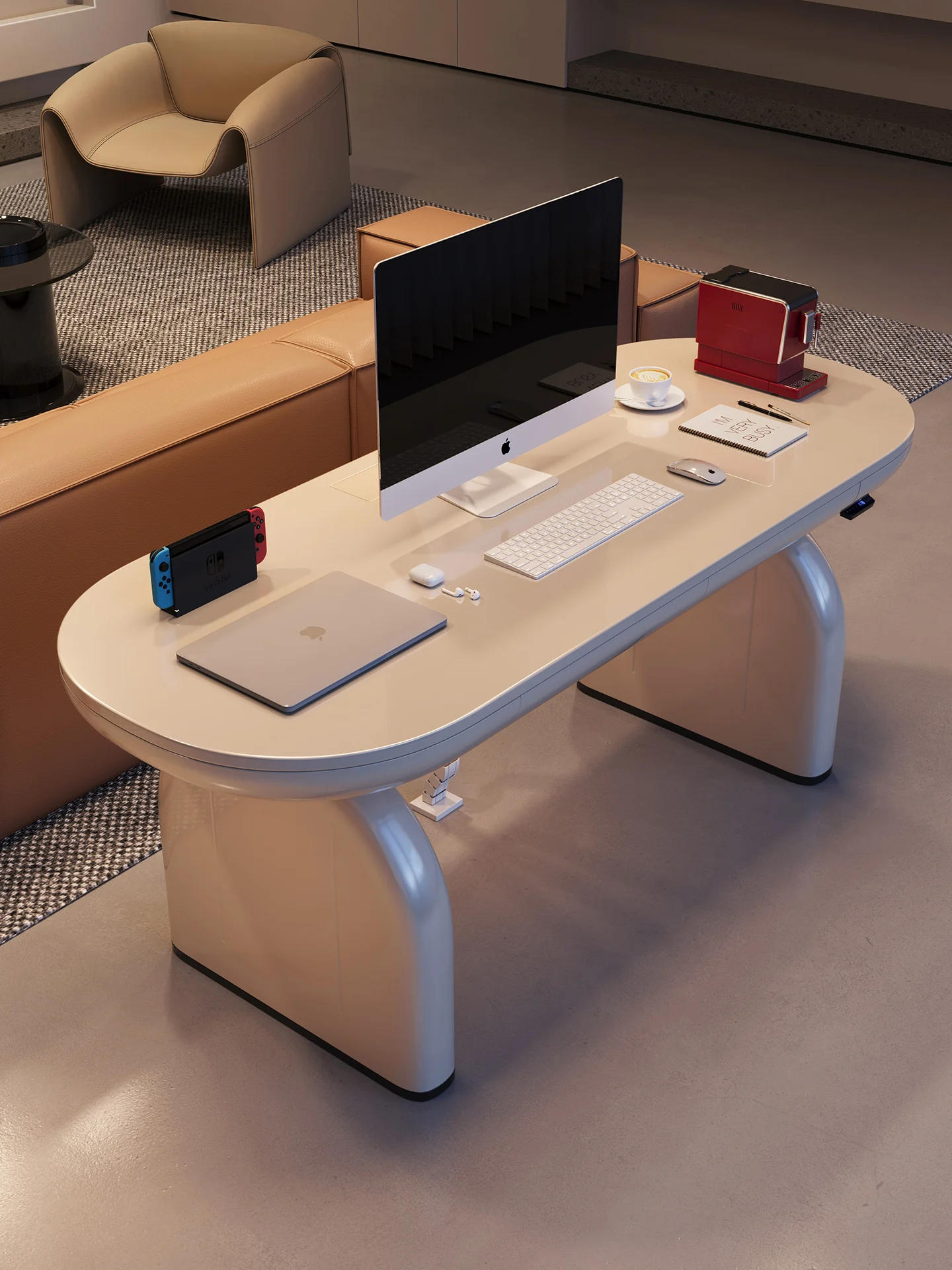 Moderner Arbeits-Computertisch mit elektrischem Lift S