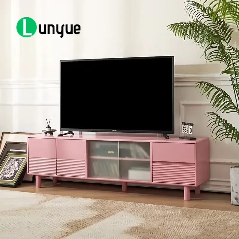 Modern Wooden TV Cabinet with Drawers for Living Room Home Office Apartment Bathroom Storage Stand Fits TVs Over 65 Inches