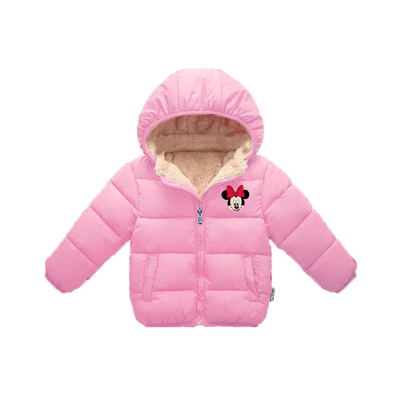 

Mickey Baby Hooded Jacket for Kids Boys Girls Winter Thick Warm Cashmere Outerwear Toddler Children's Clothes