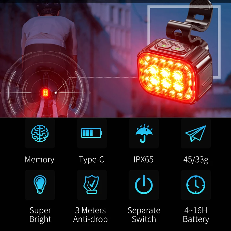 Q6 Bike Light illuminazione per bicicletta LED ricaricabile anteriore posteriore luce a LED per lampada da bicicletta MTB lampada di sicurezza per