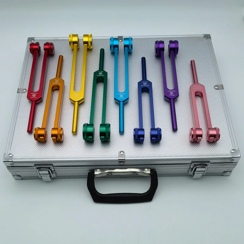 

One Set Of Aluminum Cases, Eight Colored Aluminum Alloy 126.22 136.1 141.27 172.06 194.18 Set Of Tuning Forks