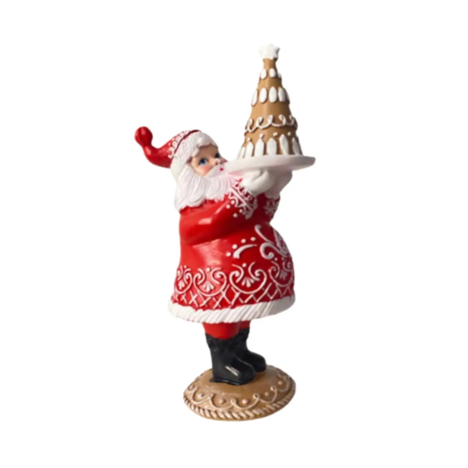 Resin Christmas Figurine Tabletop Statue Sculpture Christmas Decoration Ornament for Room Vintage Home Office Desk Shelf Gift