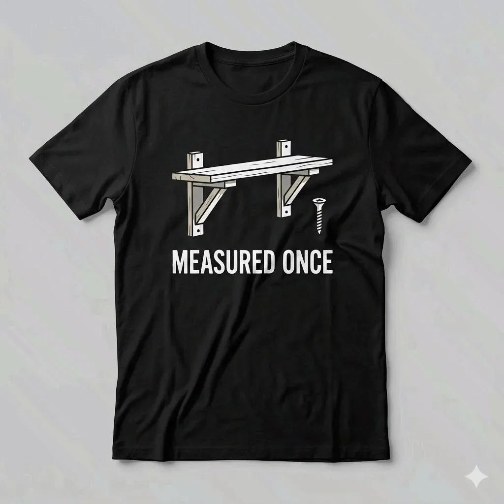 Measured Once Funny DIY Dad Father's Day Black T-Shirt