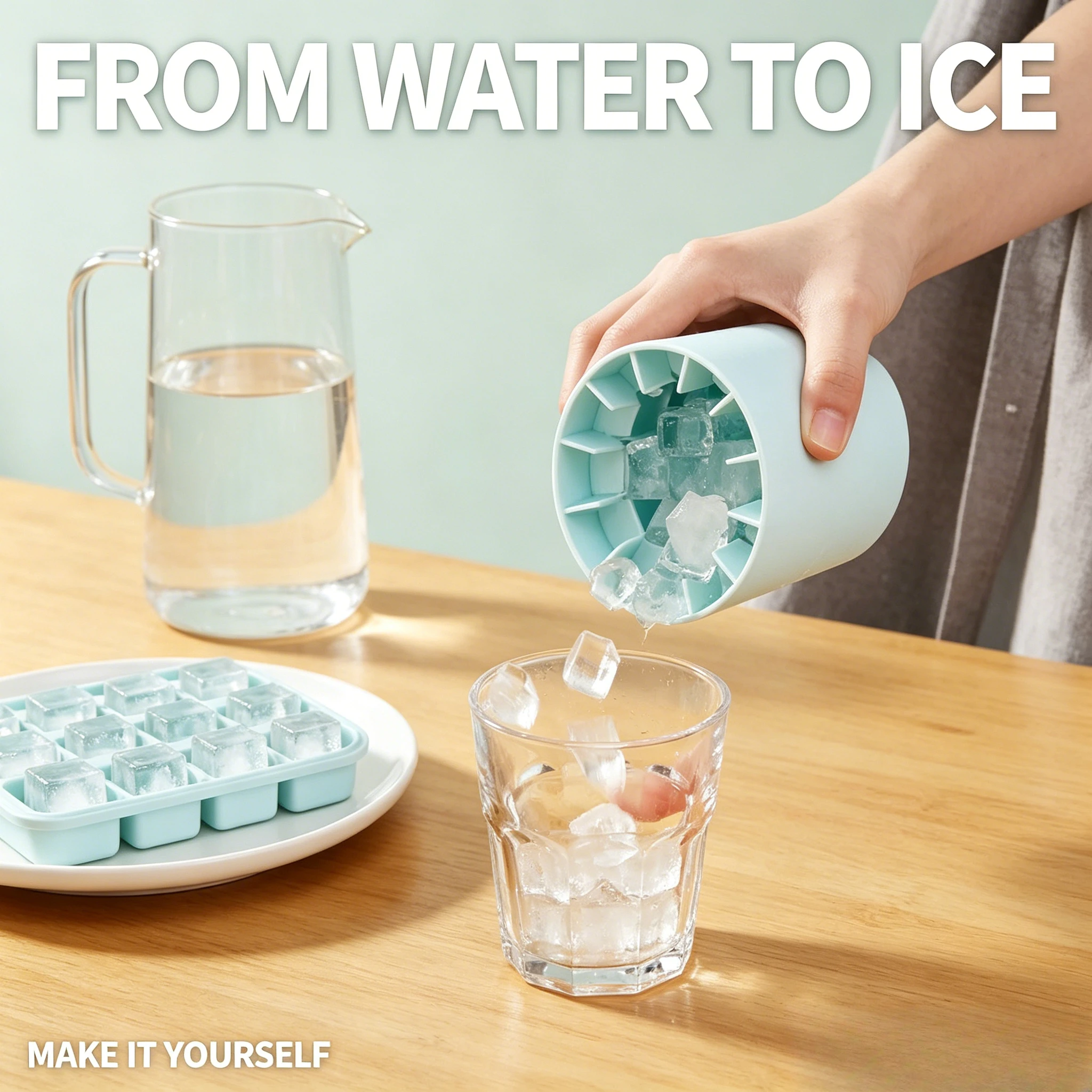 Portable Round Ice Bucket Mold Soft Silicone Ice Cube Maker Easy Demould DIY Freeze Tool Classic Barware For Home Bar