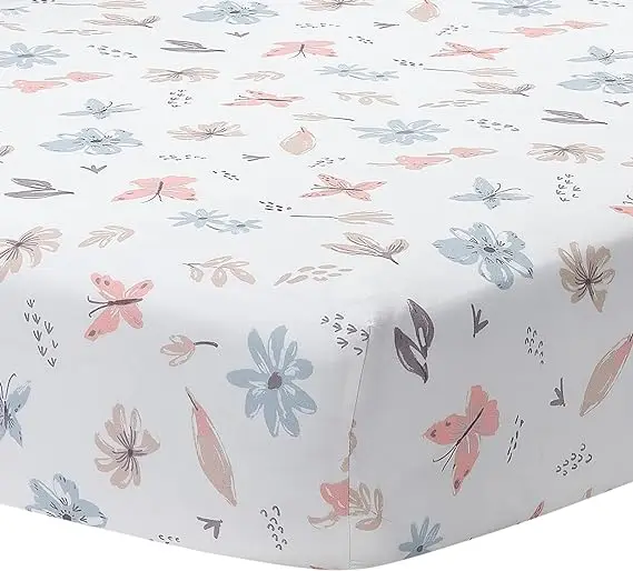 Baby Blooms 3-Piece Pink Floral/Butterfly Baby Crib Bedding Set