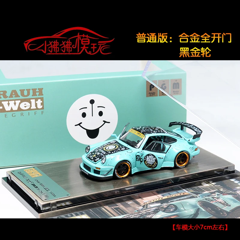 PGM RWB 911 964 Black Sakura Akira Nakai Limited 1/64 Alloy toy car Model Gift