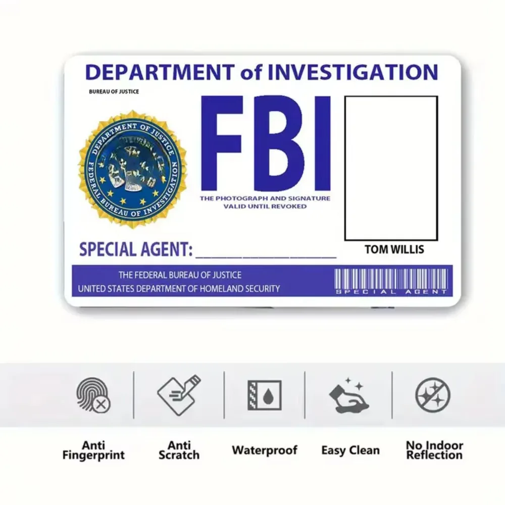 Medaglia del Bureau of Investigation dell'FBI Logo Anmie Pellicola adesiva in PVC Copertura della pelle per la decorazione della carta di credito Decalcomanie della carta dell'autobus della metropolitana del salario