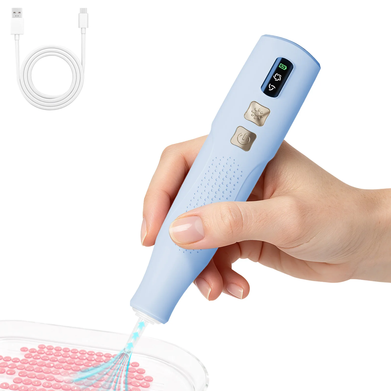 Wireless Electric Diamond Art Pen Lighted Rechargeable Vacuum with 2-Speed Suction Wax-Free Ergonomic Handle for Diamond Painting