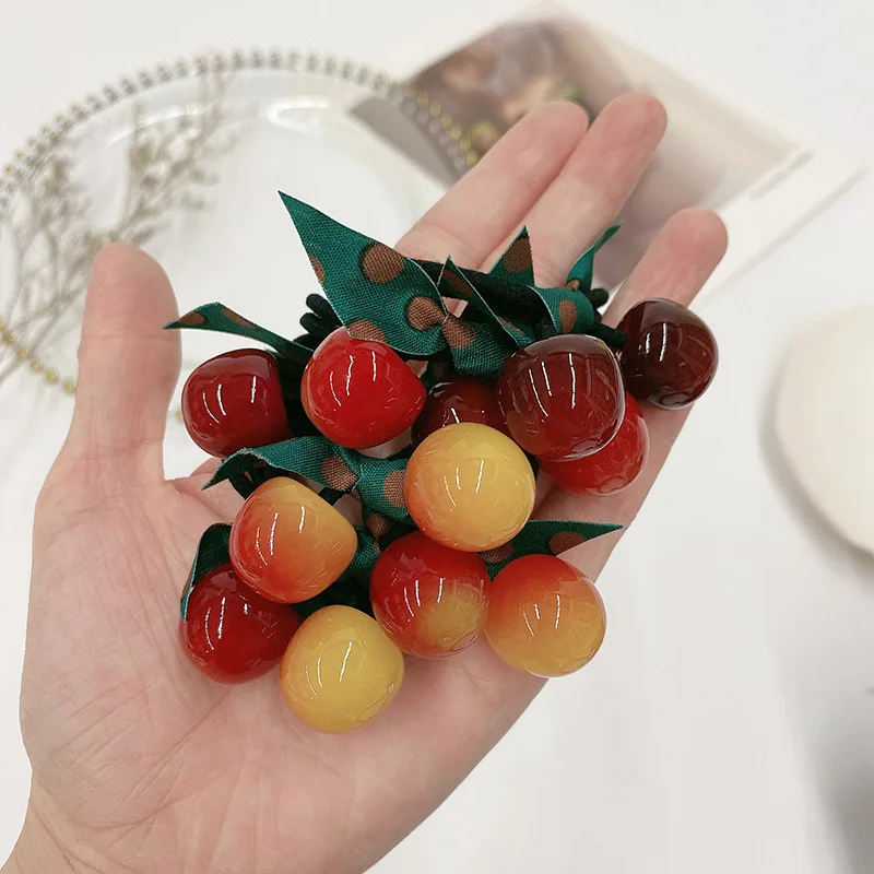 

Корейские милые большие резинки для волос с вишней, модные резинки для волос для девочек, эластичные аксессуары для волос