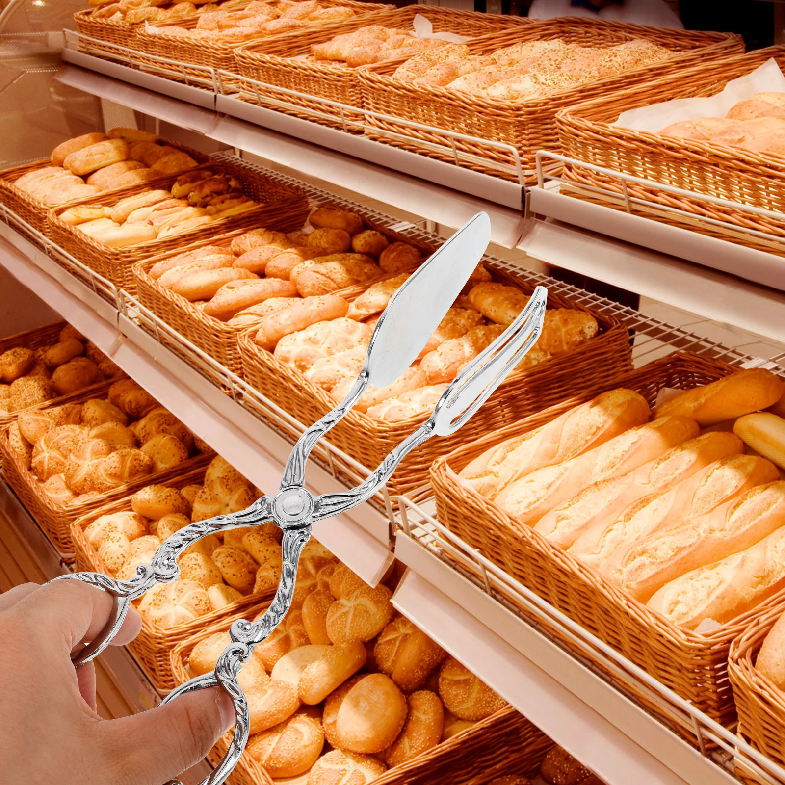 

European Retro Kitchen Tongs Food Serving Utensils Catering Buffet Salad BBQ Clamp Tool Lightweight Anti Slip Storage