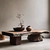 Mesa de centro de madera estética, diseño antiguo, decoración moderna para sala de estar, mesa de centro, servicio único, muebles para el hogar 3