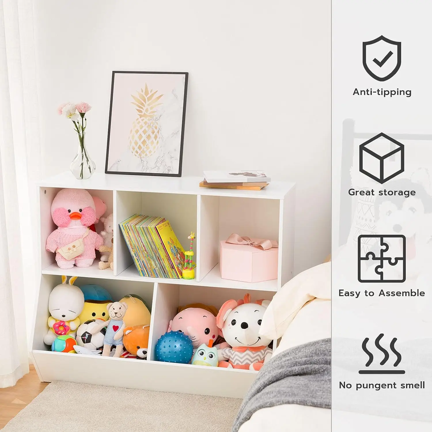 

Comfort corner Kids Bookshelf,Bookcase Footboard, Toy Storage Cubby,Children's Toy Shelf,Toy Storage Cabinet,for Children's Room