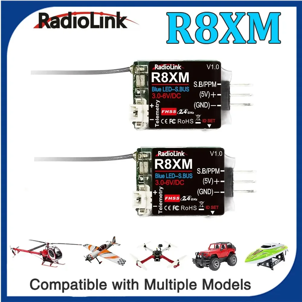 Radiolink 8 Channels Mini Receiver R8XM 2.4GHz Integrated Telemetry Vehicle Voltage 4000 Meters Control & Telemetry Distance