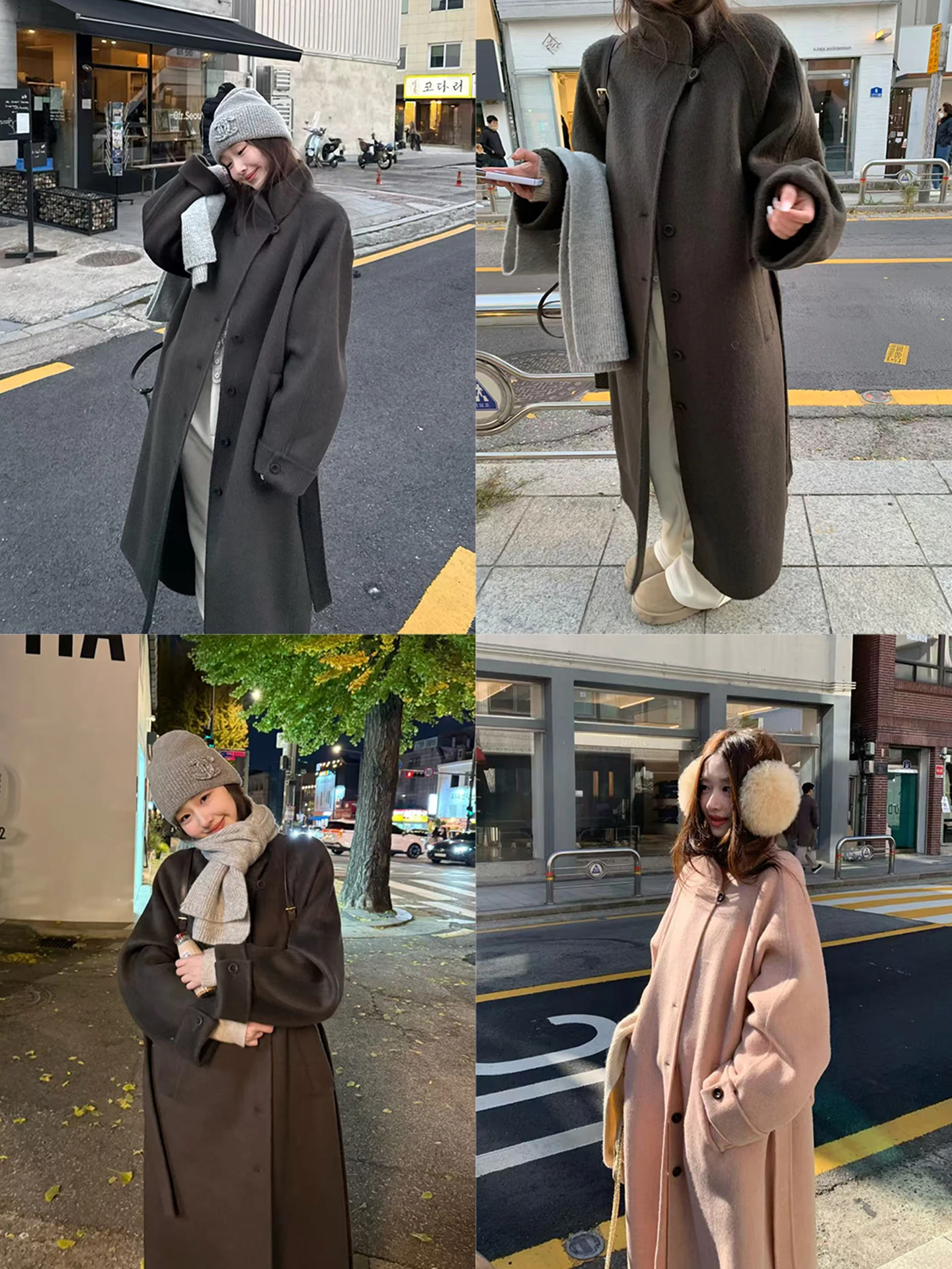 

Edinburgh Warm Winter Double-Faced Wool Long Coat Single-Buttoned Outerwear Casual Sle Straight-Body Thiened Woolen Coat ...