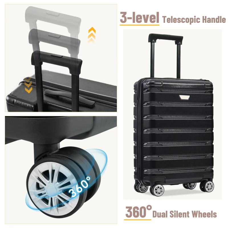 Set 3 Piece  Durable ABS PC Travel Suitcase With Spinner Wheels For Men Women