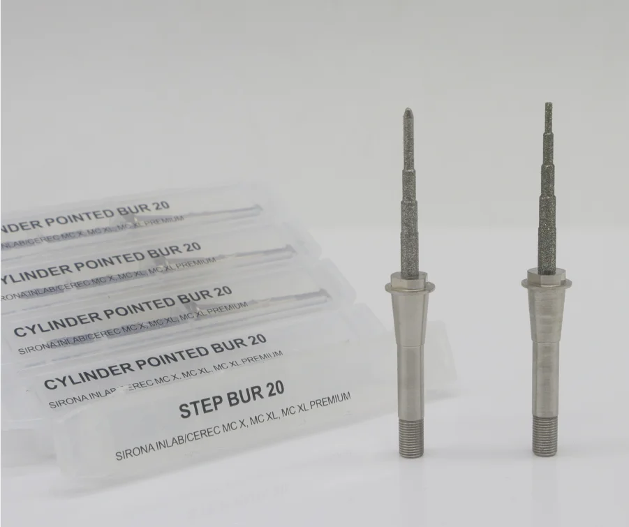 Vsmile Sirona Cerec MC XL Step 12 12S Cylinder Pointed Milling Burs For Glass Ceramics Grinding