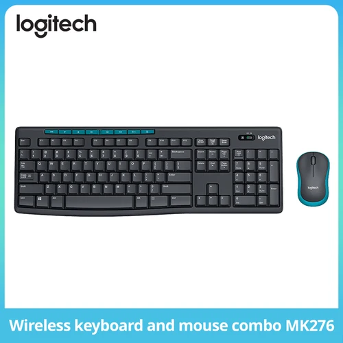 로지텍 MK276 키보드 및 마우스 키트, 무선 연결, 컴퓨터 사무실용 K276 무선 키보드 M185 마우스에 적합