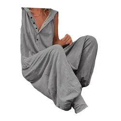 Women Jumpsuit Cotton Blend Loose-fitting Breathable Summer Single-breasted Jumpsuit Costume Summer Jumpsuit Dress Up