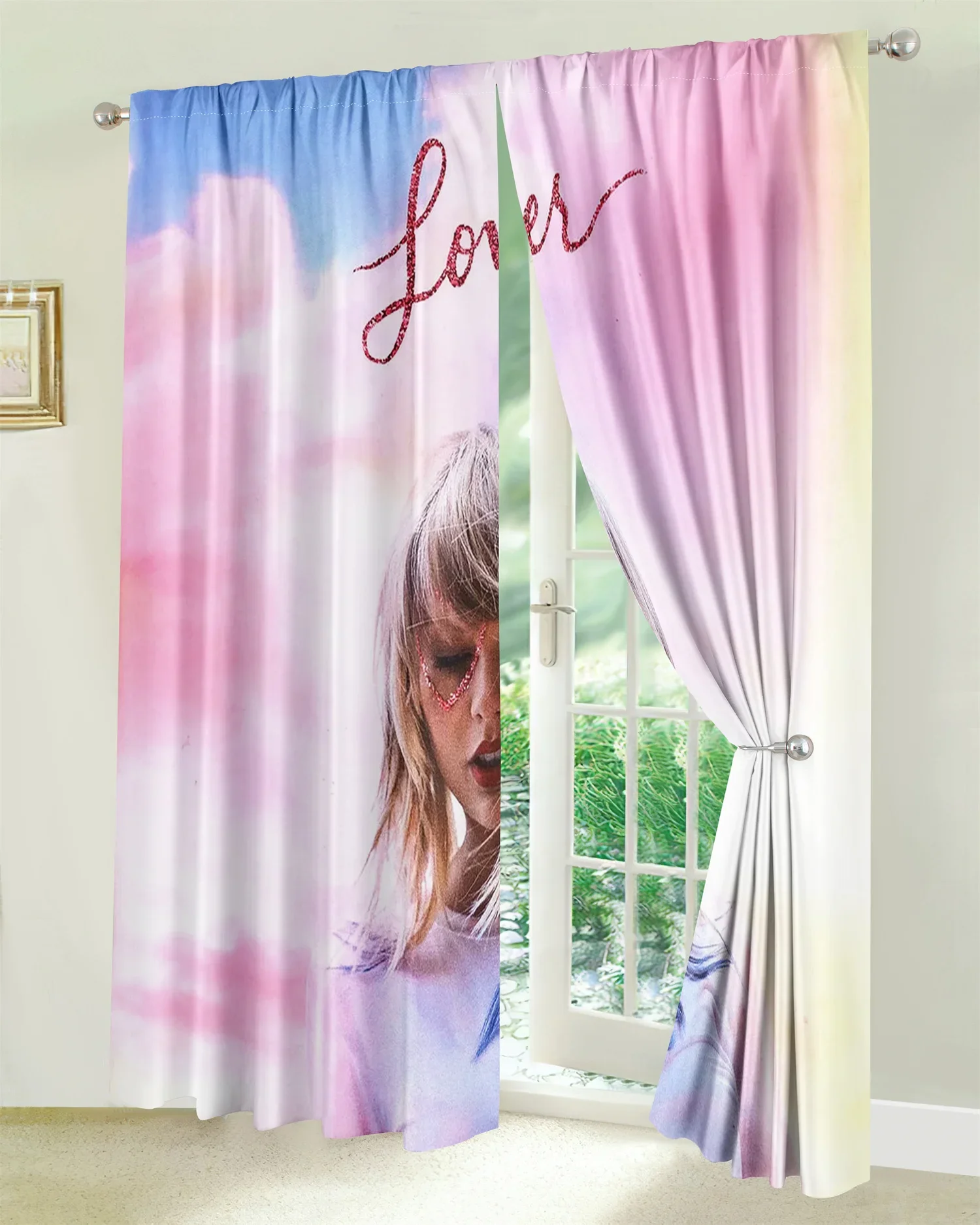 Custom European and American singers star photo printing Drapes Window Curtains for Living Room Bedroom Kitchen 2 Pieces Decor