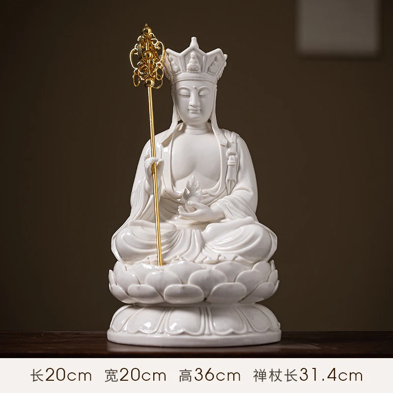 Ceramic Zen-Style Bodhisattva Buddha Statue, Ksitigarbha Backflow Incense Burner, Craft For Home Living Room Decorat