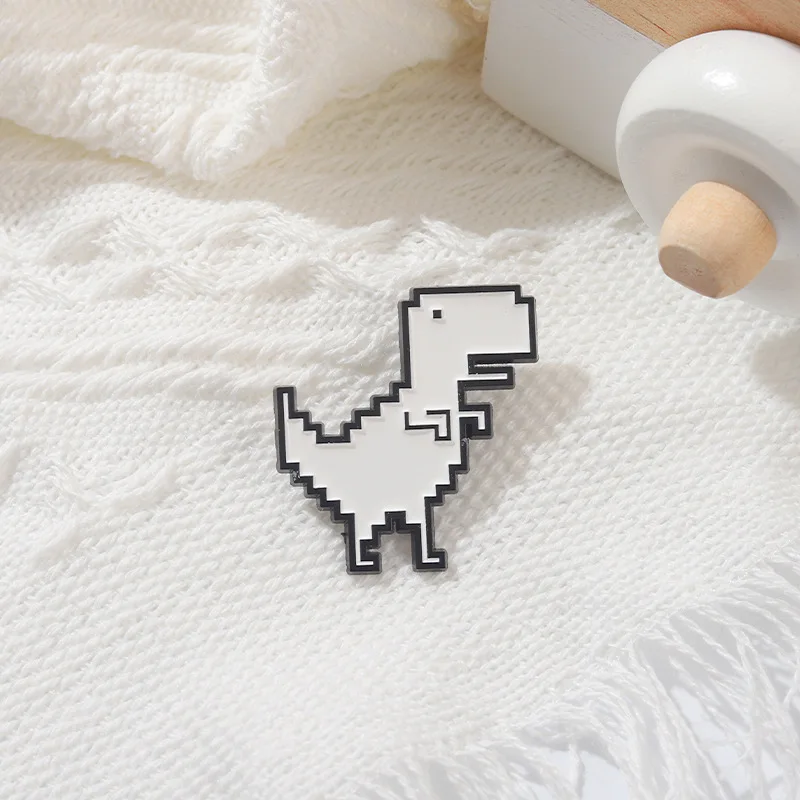 recreational pixel style dinosaur carton metal design Badges Brooch Enamel Pins label Bag Backpack hat Jewelry gift view 2