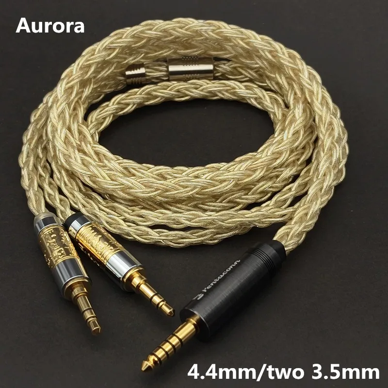 Aurora 12-strand sterling silver plated gold foil wire for hifiman he400se ananda d7200 r9 dual 3.5 headphone upgrade cable