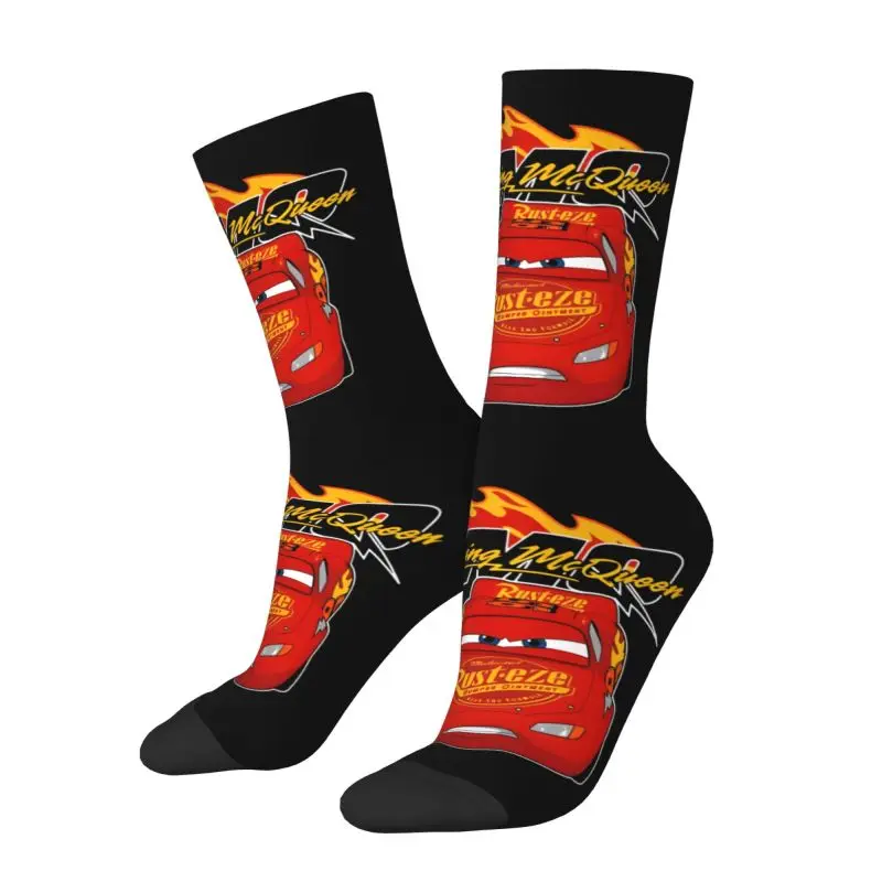 Fun Mens Retro   Lightning McQueen Car Dress Socks Unisex Breathbale Warm 3D Printed Cartoon Crew Socks