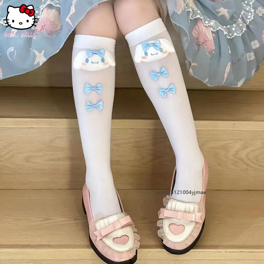 

Sanrio Anime Cinnamoroll Doll Bow Socks Kawaii Kuromi My Melody Summer Sweet Cute Cartoon Thin Pile Socks Lolita Gift for Kids